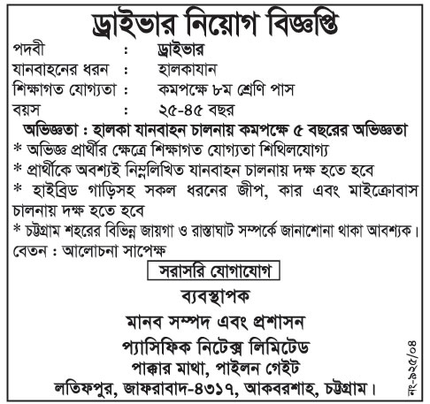 Pacific Knitex Ltd Job Circular 2024